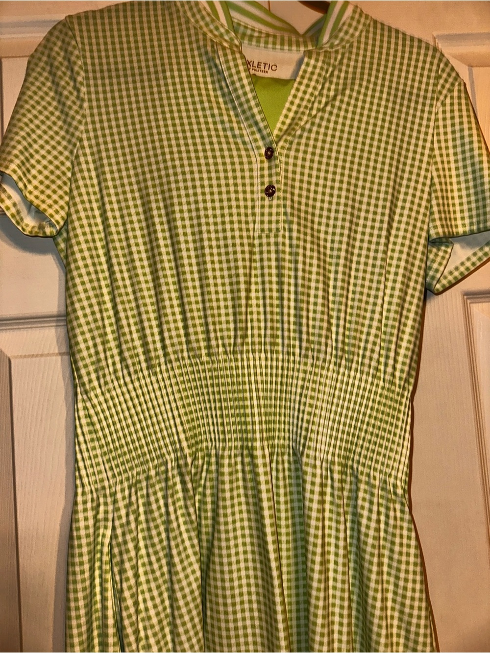 Lilly Pulitzer Luxletic Green Gingham Short Sleeve athletic  Dress